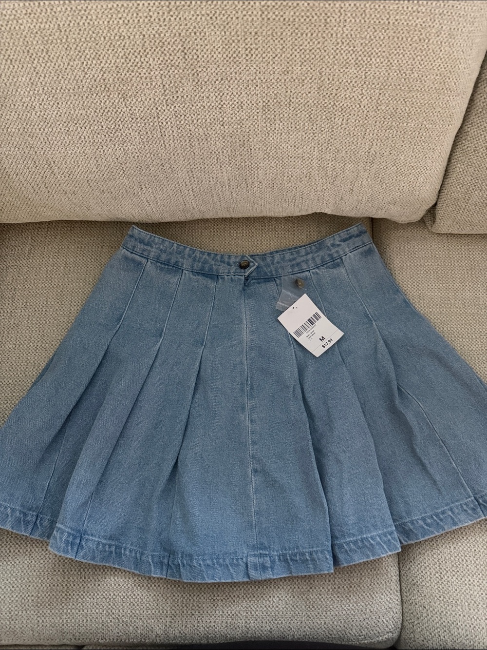 Forever 21 Blue Pleated Denim Skirt - Women's Casual A-Line
